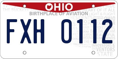 OH license plate FXH0112