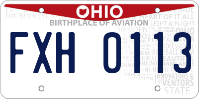 OH license plate FXH0113