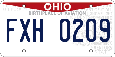 OH license plate FXH0209