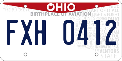 OH license plate FXH0412