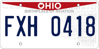 OH license plate FXH0418
