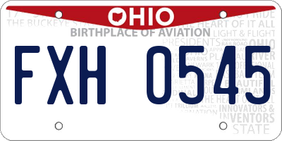 OH license plate FXH0545