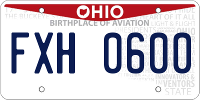 OH license plate FXH0600