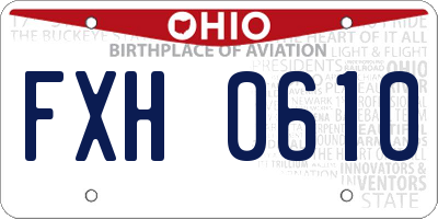OH license plate FXH0610