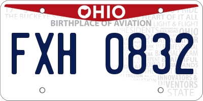 OH license plate FXH0832