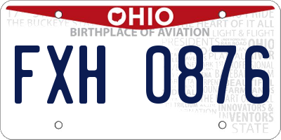 OH license plate FXH0876