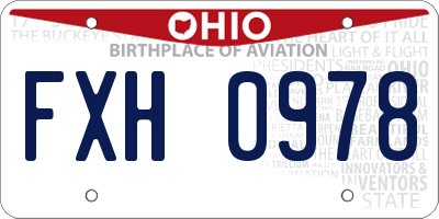 OH license plate FXH0978
