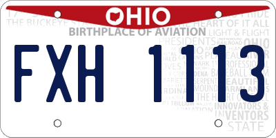 OH license plate FXH1113