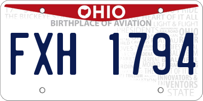 OH license plate FXH1794