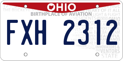 OH license plate FXH2312