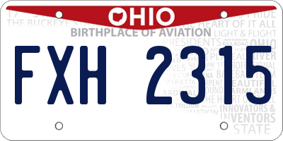 OH license plate FXH2315