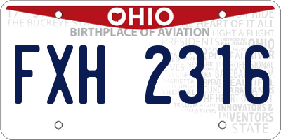 OH license plate FXH2316