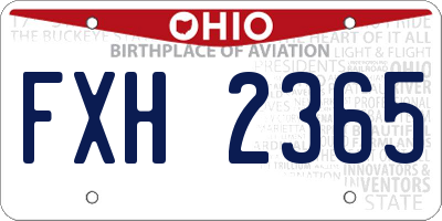 OH license plate FXH2365