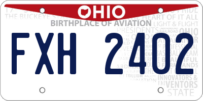 OH license plate FXH2402