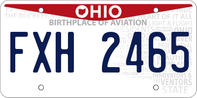 OH license plate FXH2465