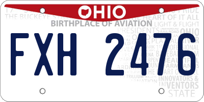 OH license plate FXH2476