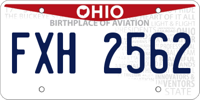 OH license plate FXH2562