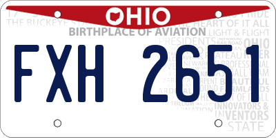 OH license plate FXH2651