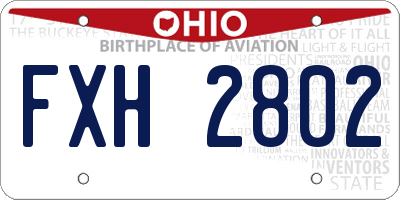 OH license plate FXH2802