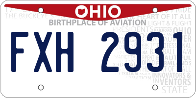 OH license plate FXH2931