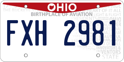 OH license plate FXH2981