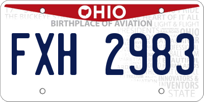 OH license plate FXH2983