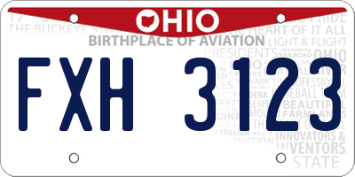 OH license plate FXH3123