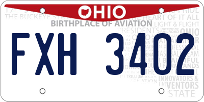 OH license plate FXH3402