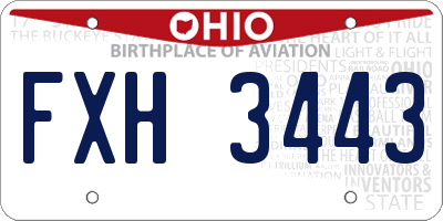 OH license plate FXH3443