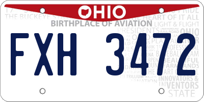 OH license plate FXH3472