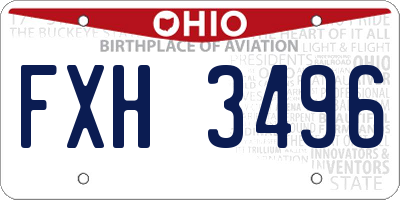 OH license plate FXH3496