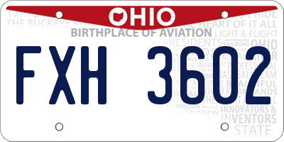 OH license plate FXH3602