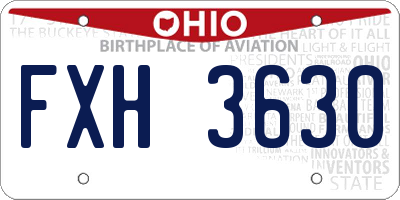 OH license plate FXH3630