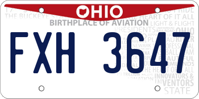 OH license plate FXH3647