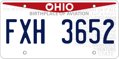 OH license plate FXH3652