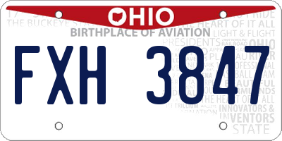 OH license plate FXH3847