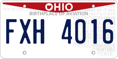 OH license plate FXH4016