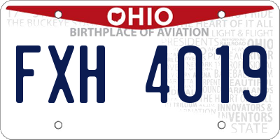 OH license plate FXH4019