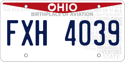 OH license plate FXH4039