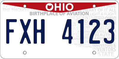 OH license plate FXH4123
