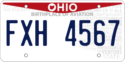OH license plate FXH4567