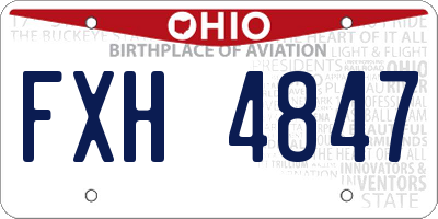 OH license plate FXH4847