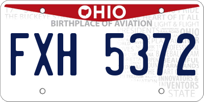 OH license plate FXH5372
