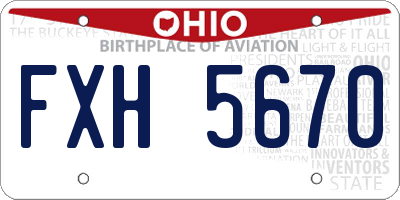 OH license plate FXH5670