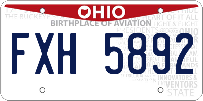 OH license plate FXH5892