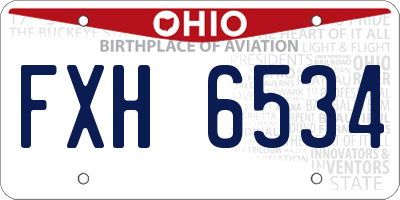 OH license plate FXH6534