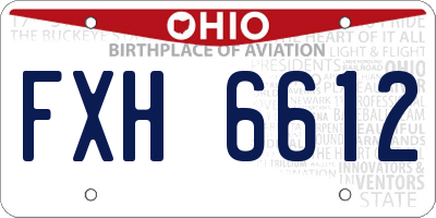 OH license plate FXH6612