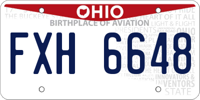 OH license plate FXH6648