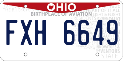 OH license plate FXH6649