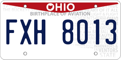 OH license plate FXH8013